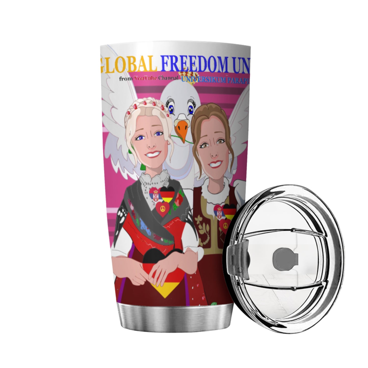 Tumbler GLOBAL FREEDOM UNITED© Women Serbia & Germany Pink1