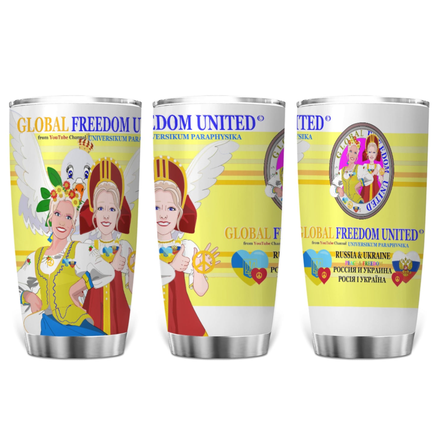 Tumbler Global Freedom United Women Russia & Ukrain Yellow