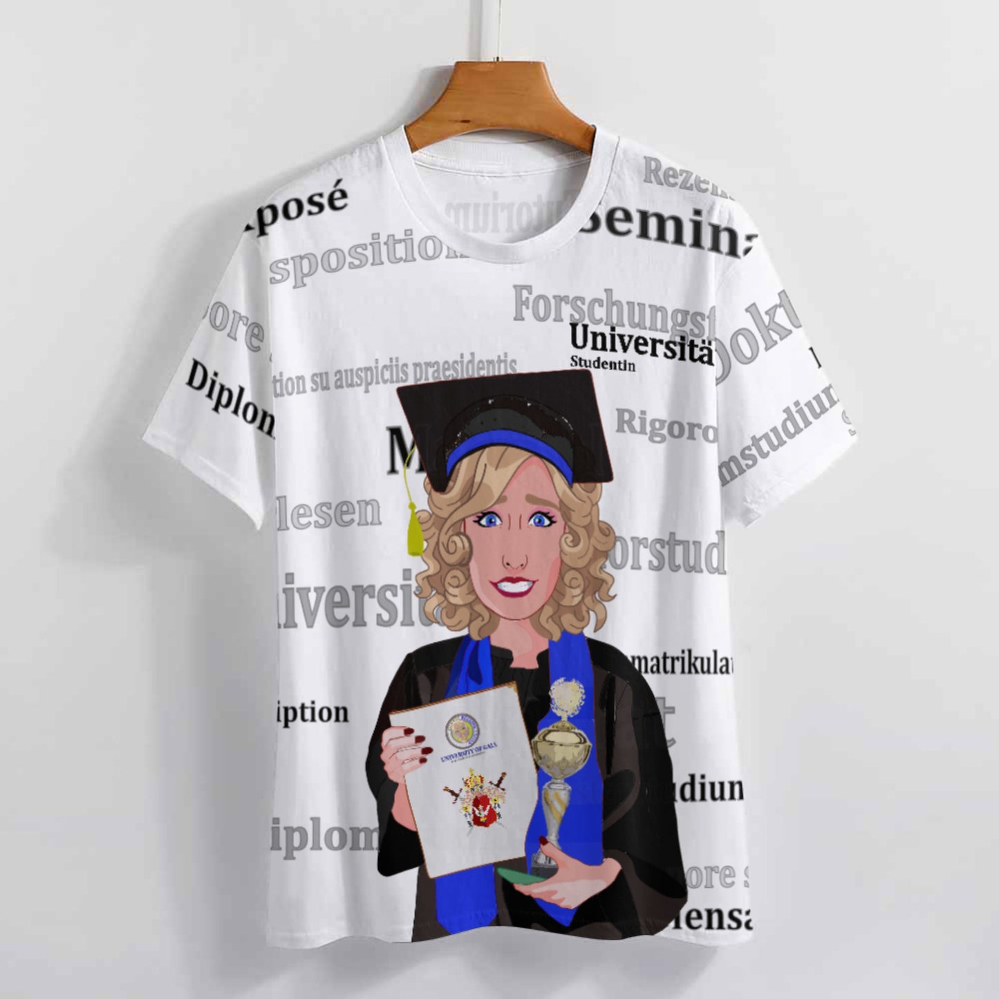 Women´s T-shirt Global Freedom United Student Girl Gold Place Blond Hair