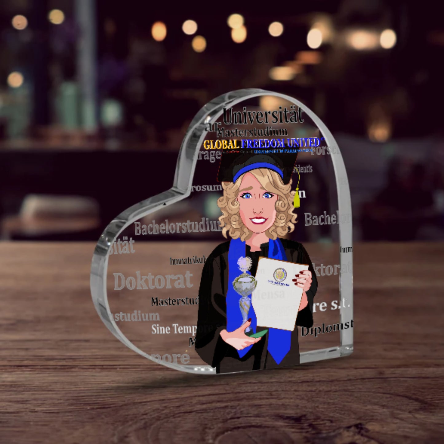 Acryl Heart Global Freedom United Student Girl Silver Place Blond Hair 2