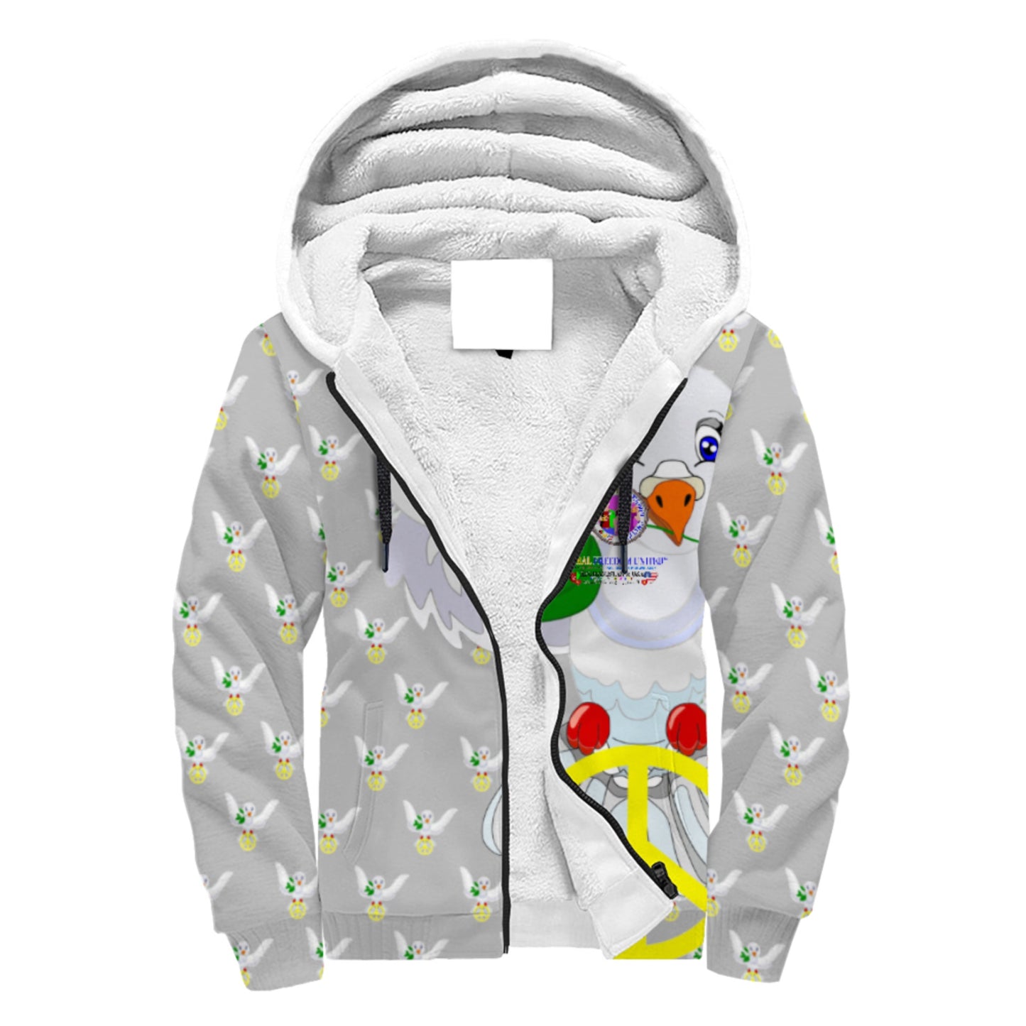 Plush Hoodie GLOBAL FREEDOM UNITED© Men AFGHANISTAN & USA Grey