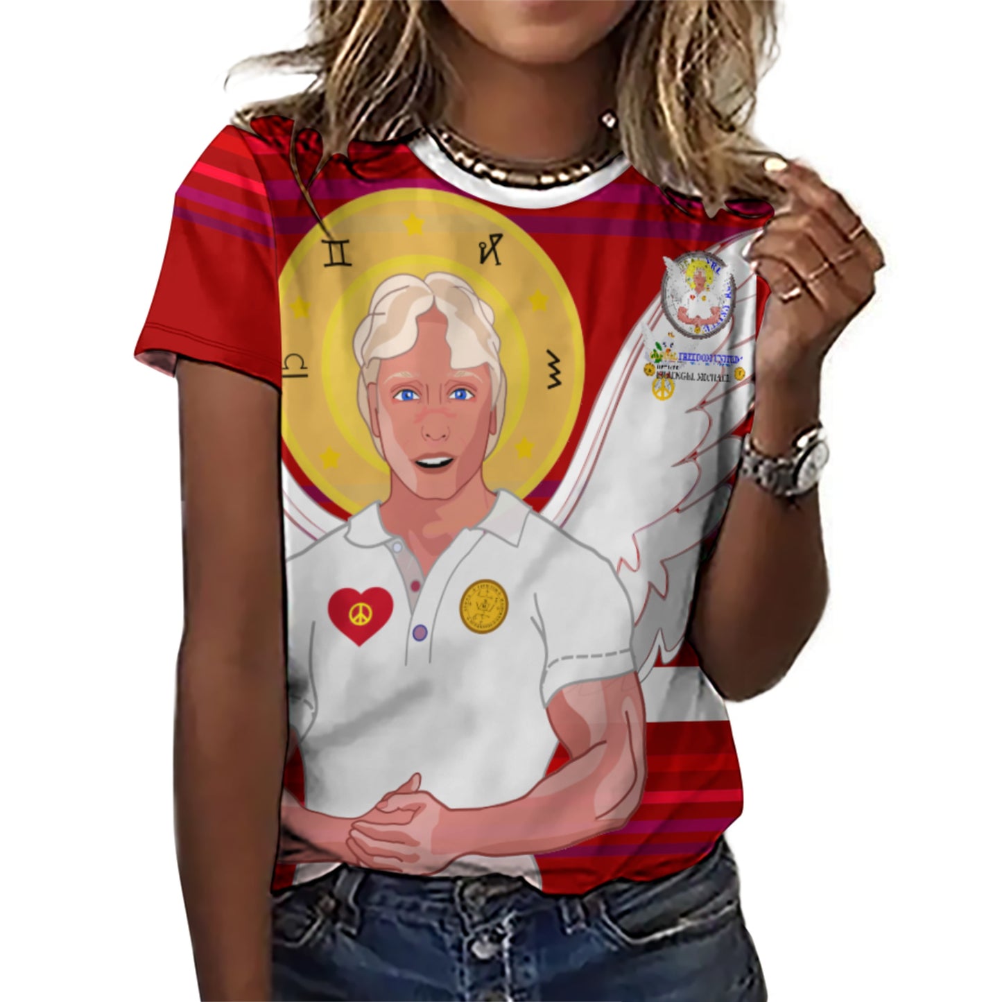 Women´s T-shirt Global Freedom United Archangel Michael German Red