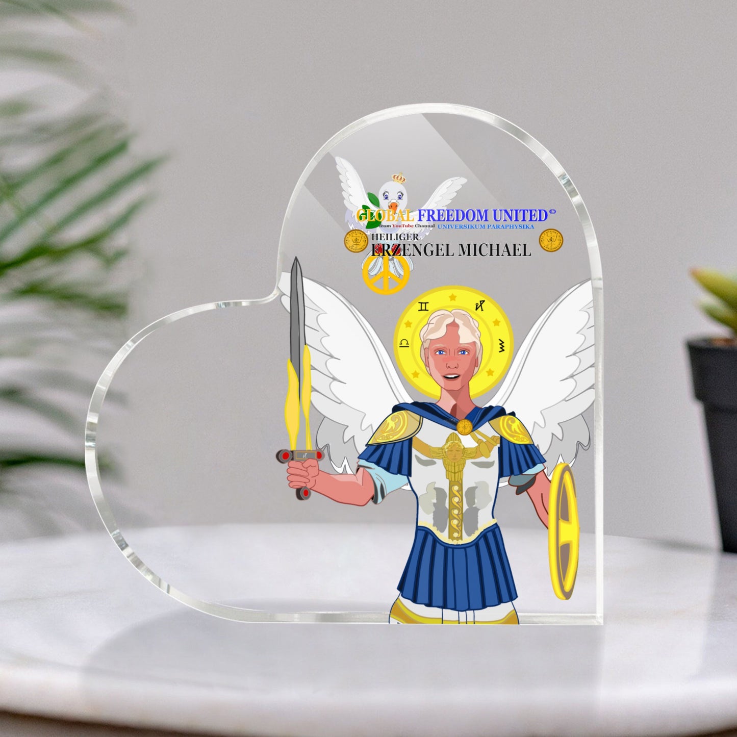 Custom Shaped Acrylic Plaque 1 Global Freedom United Archangel Michael German