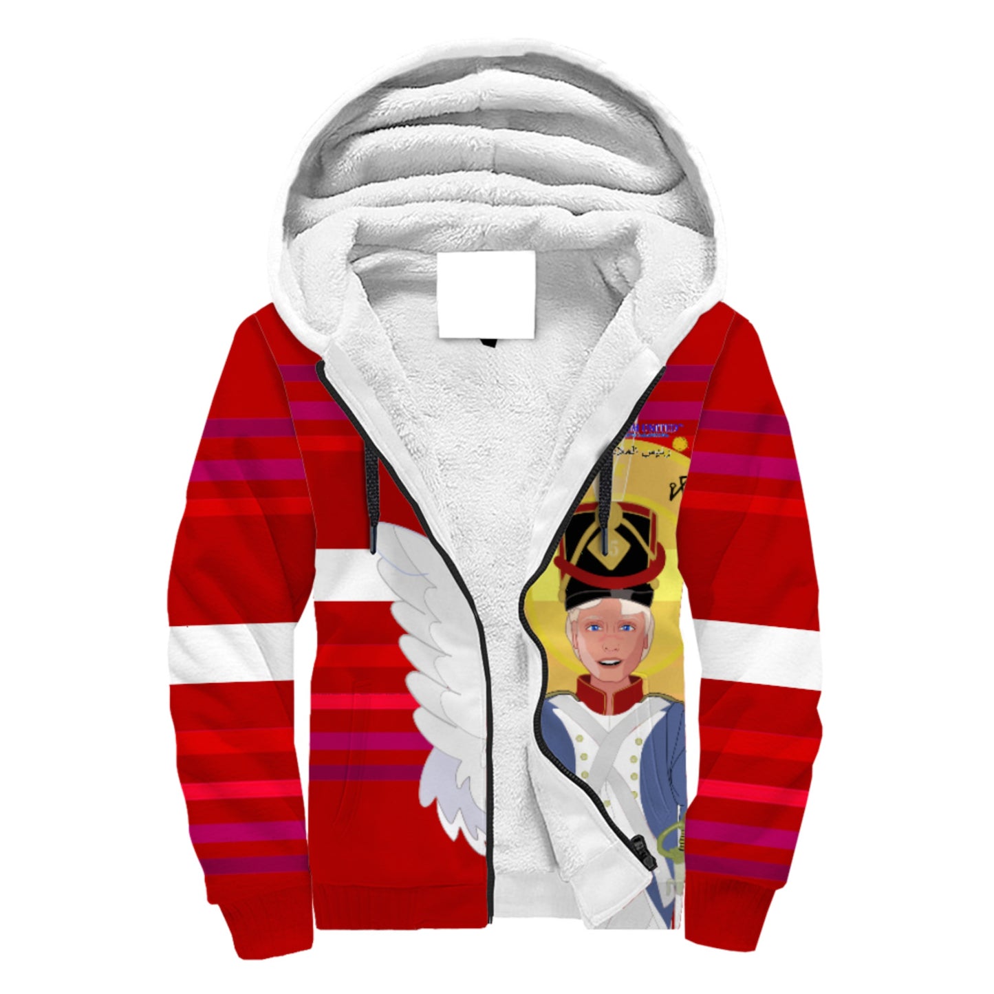 Plush Hoodie Global Freedom United Archangel Michael Arabic V3 Red