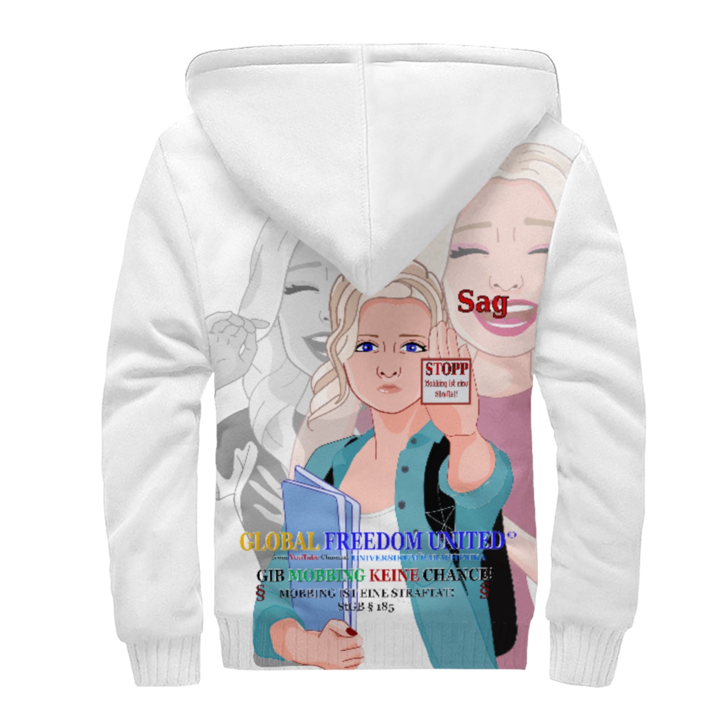 Plush Hoodie Global Freedom United Women Anti Mobbing V1