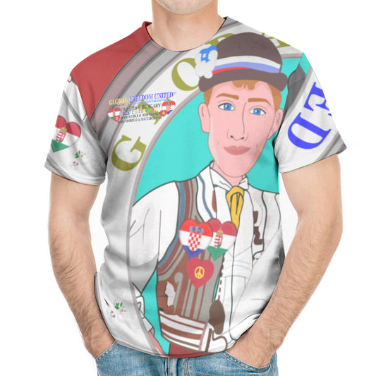 Men´s T-shirt GLOBAL FREEDOM UNITED© Men Croatia & Hungary  Red