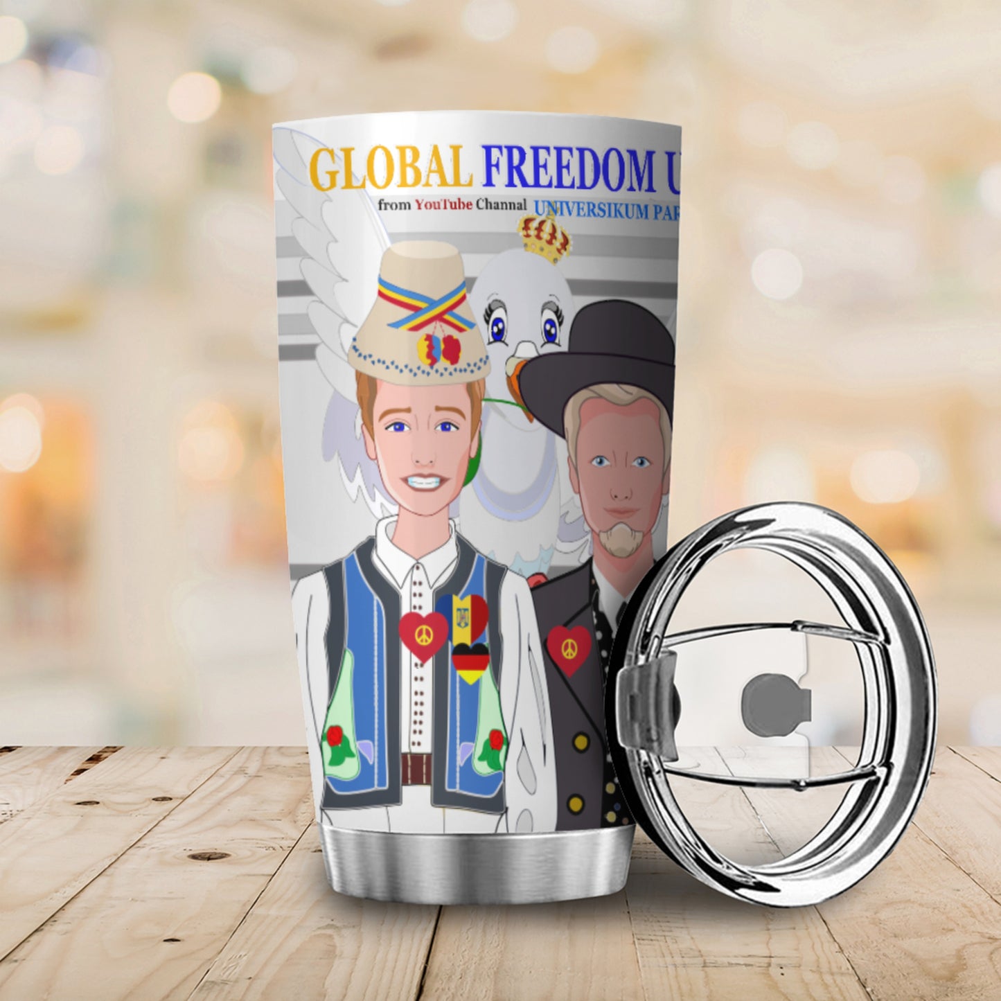 Tumbler Global Freedom United Men Romania & Germany Grey