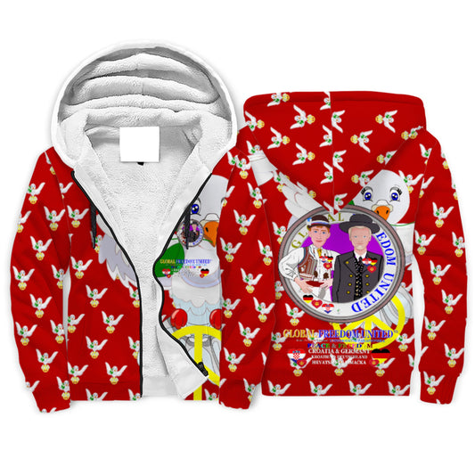 Plush Hoodie GLOBAL FREEDOM UNITED© Men Croatia & Germany Red