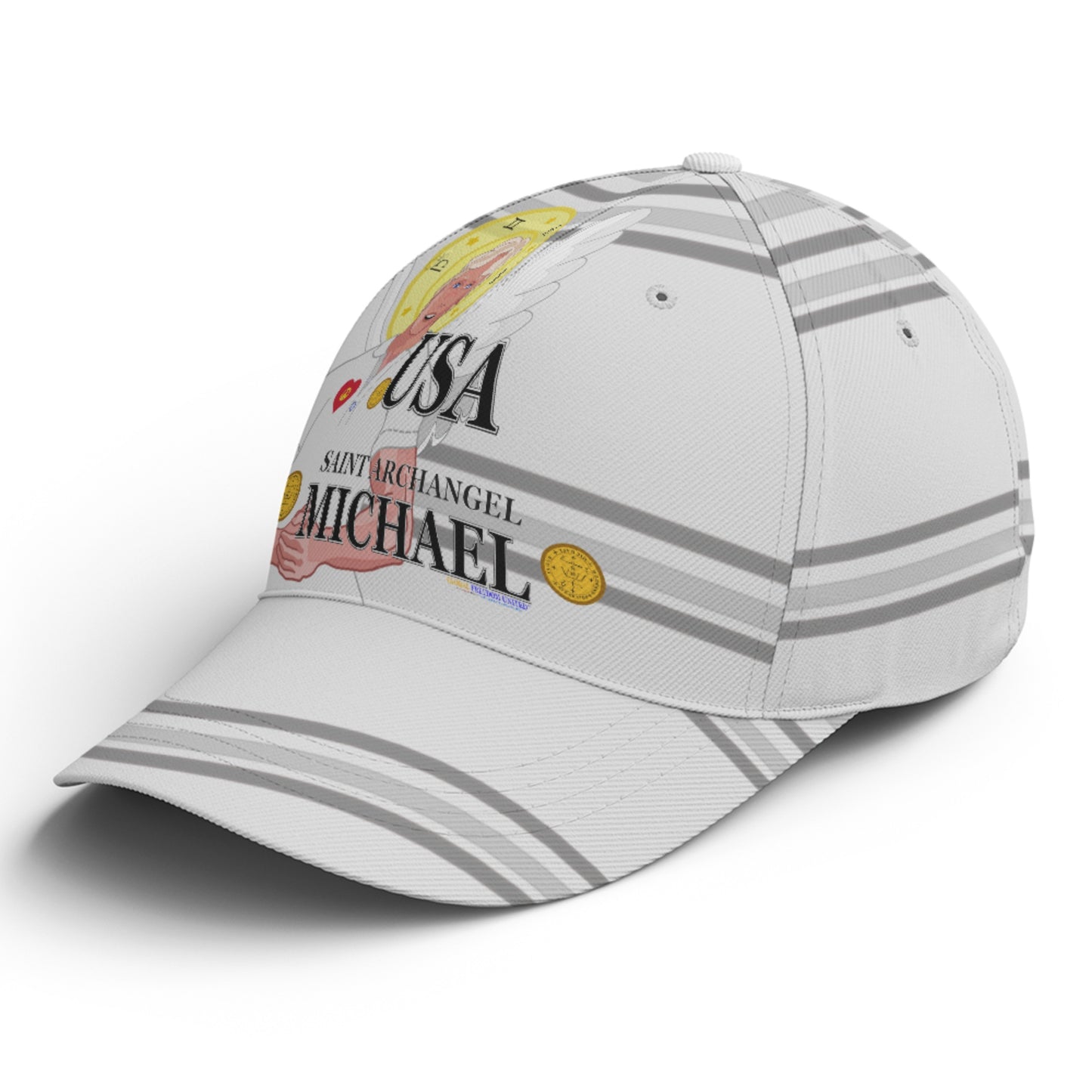 Basketball Cap Global Freedom United Archangel Michael Usa Grey