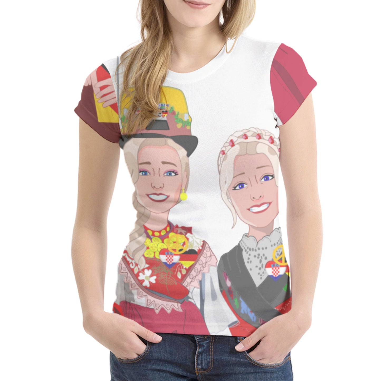 Women´s T-Shirt GLOBAL FREEDOM UNITED© Women Croatia & Germany Big