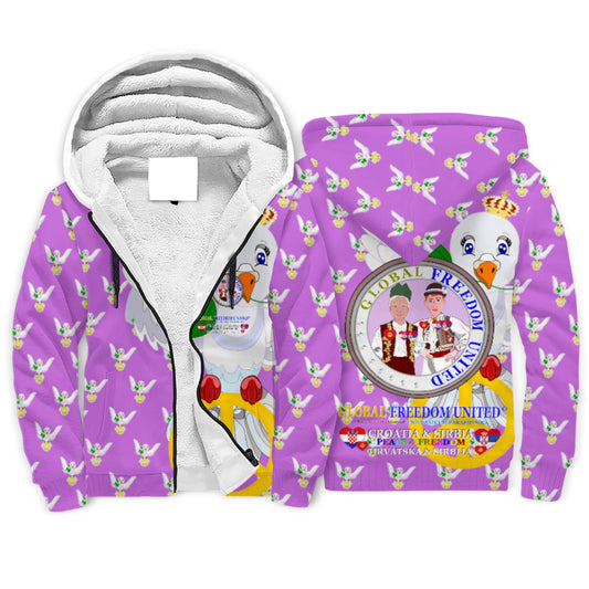 Plush Hoodie GLOBAL FREEDOM UNITED© Men Croatia & Serbia Lilac