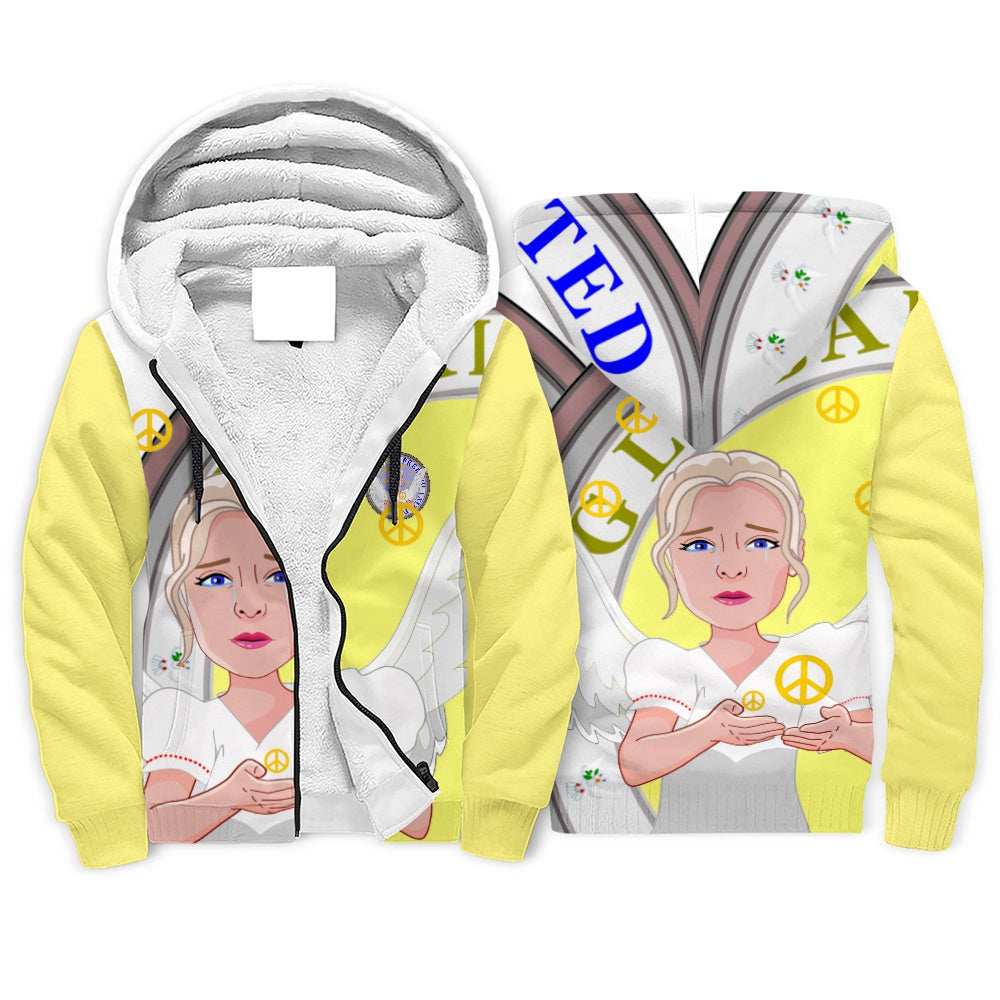 Plush Hoodie Global Freedom United Angel Of Peace Women Old  Peace Yellow