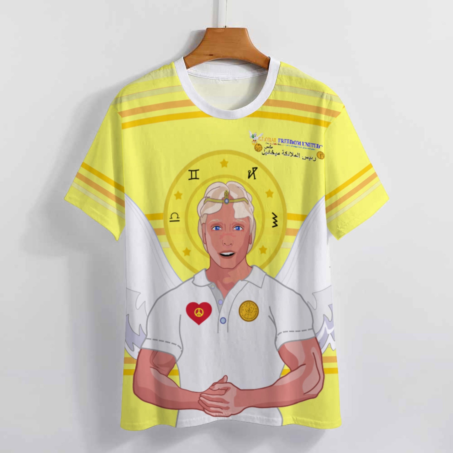 Women´s T-shirt Global Freedom United Archangel Michael Arabic V2 Yellow