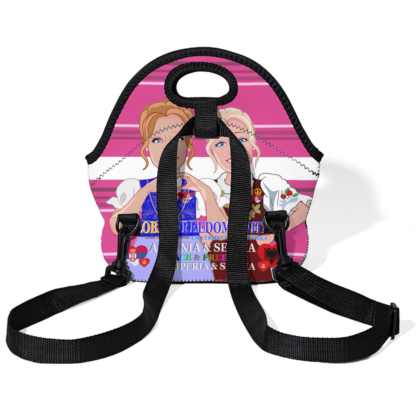 Meal Bag With Strap GLOBAL FREEDOM UNITED© Women Albania & Serbia Pink 2