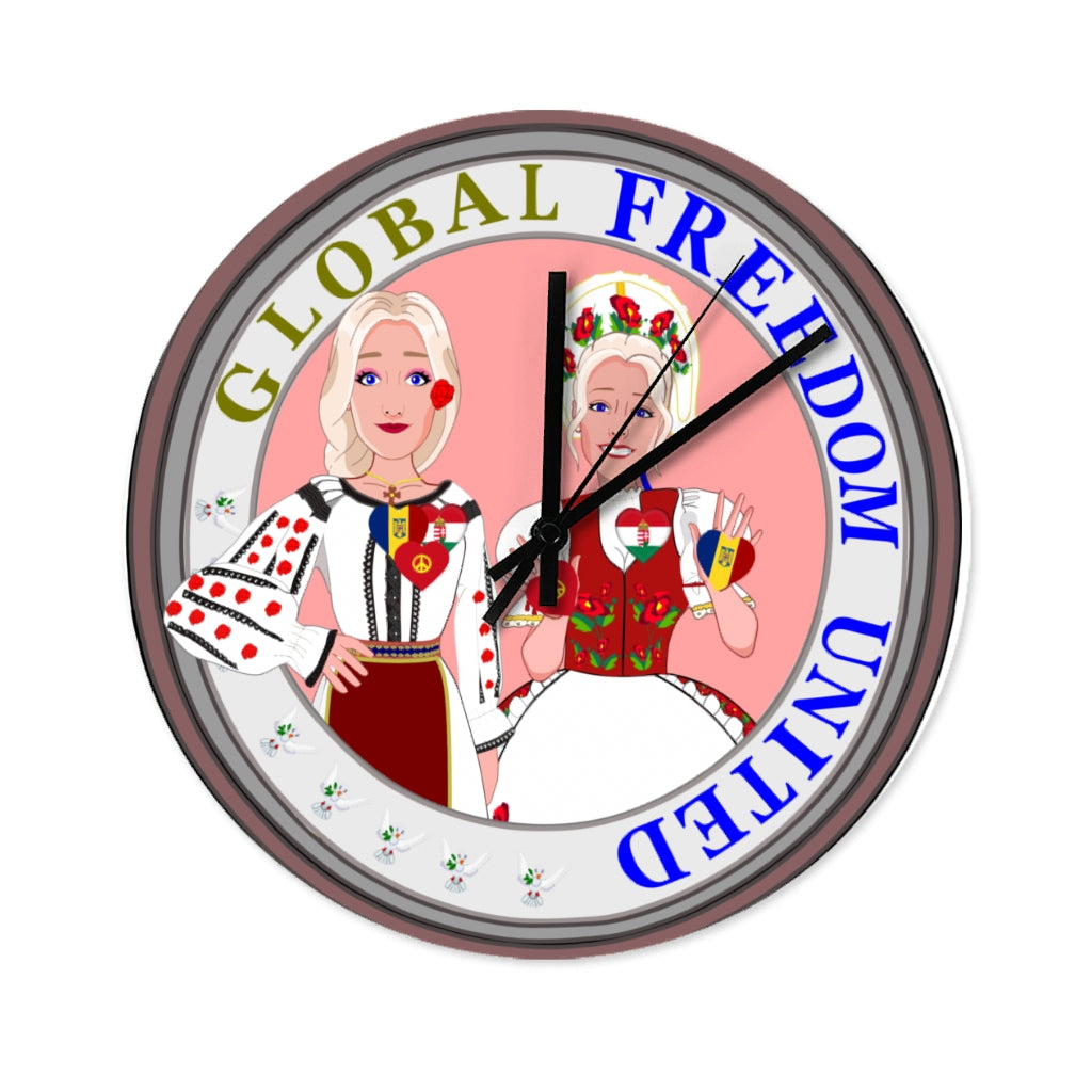 Wooden Wall Clock Without Scale GLOBAL FREEDOM UNITED© Women Romania & Hungary