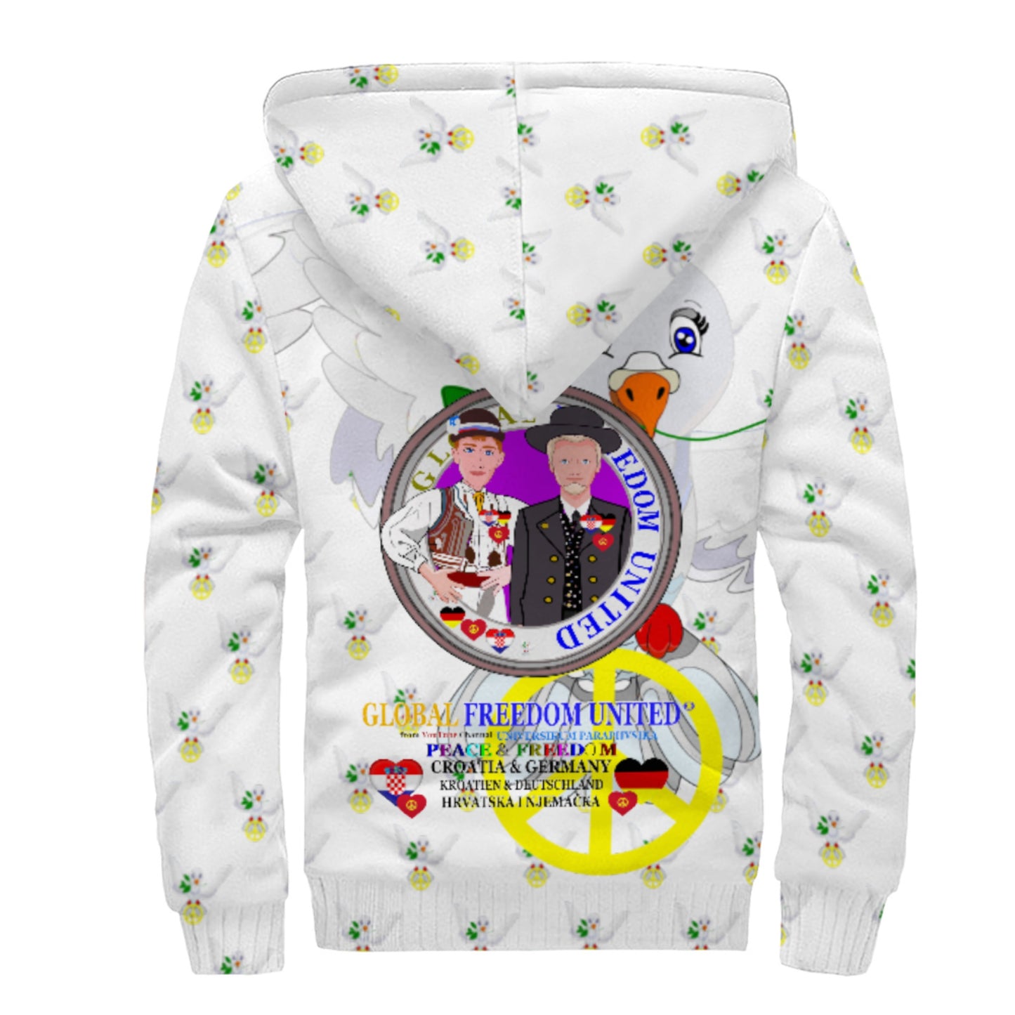 Plush Hoodie GLOBAL FREEDOM UNITED© Men Croatia & Germany Wight