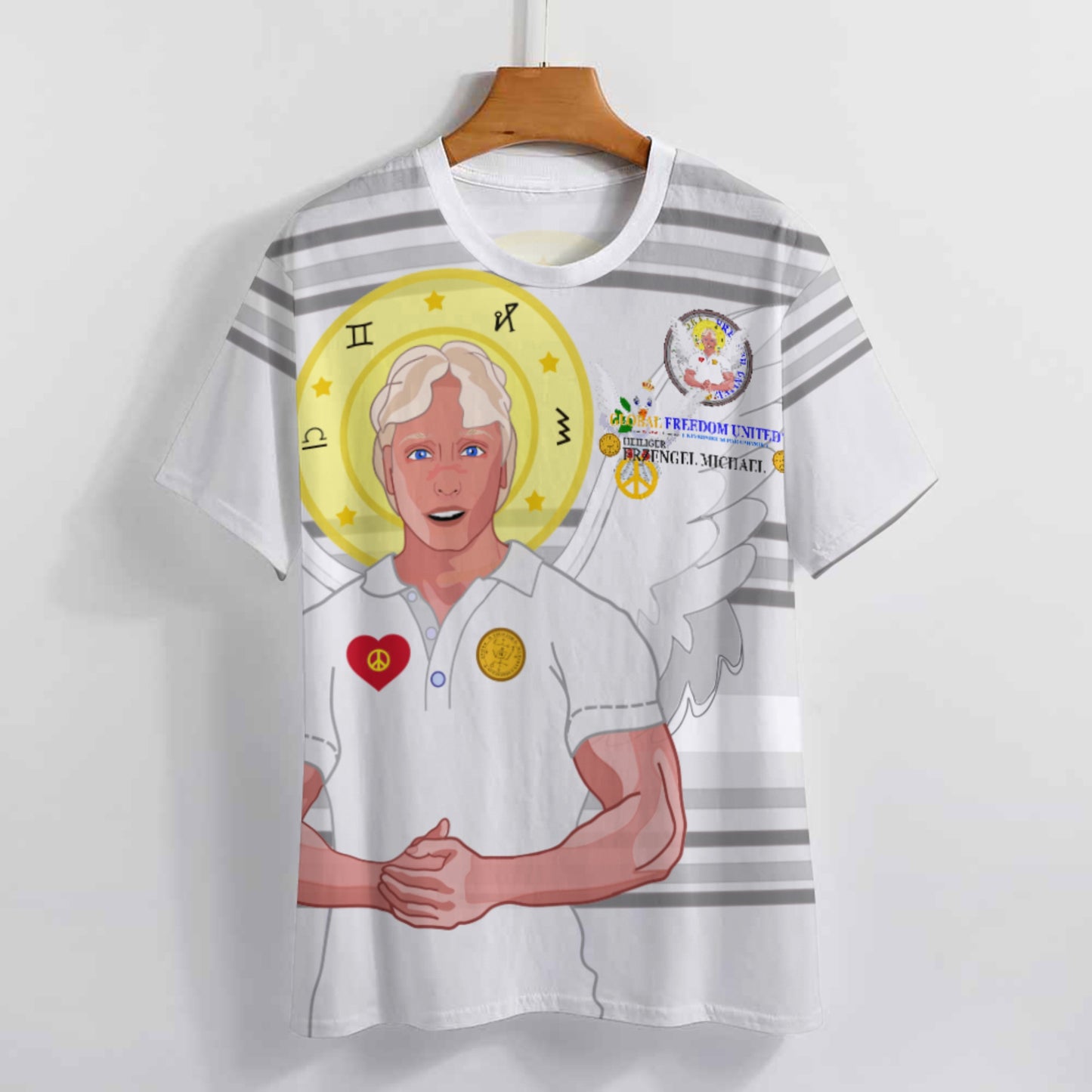 Women´s T-shirt Global Freedom United Archangel Michael German Grey