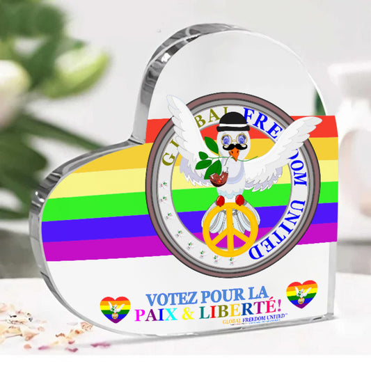 Acryl Heart Global Freedom United Dove Of Peace Men French