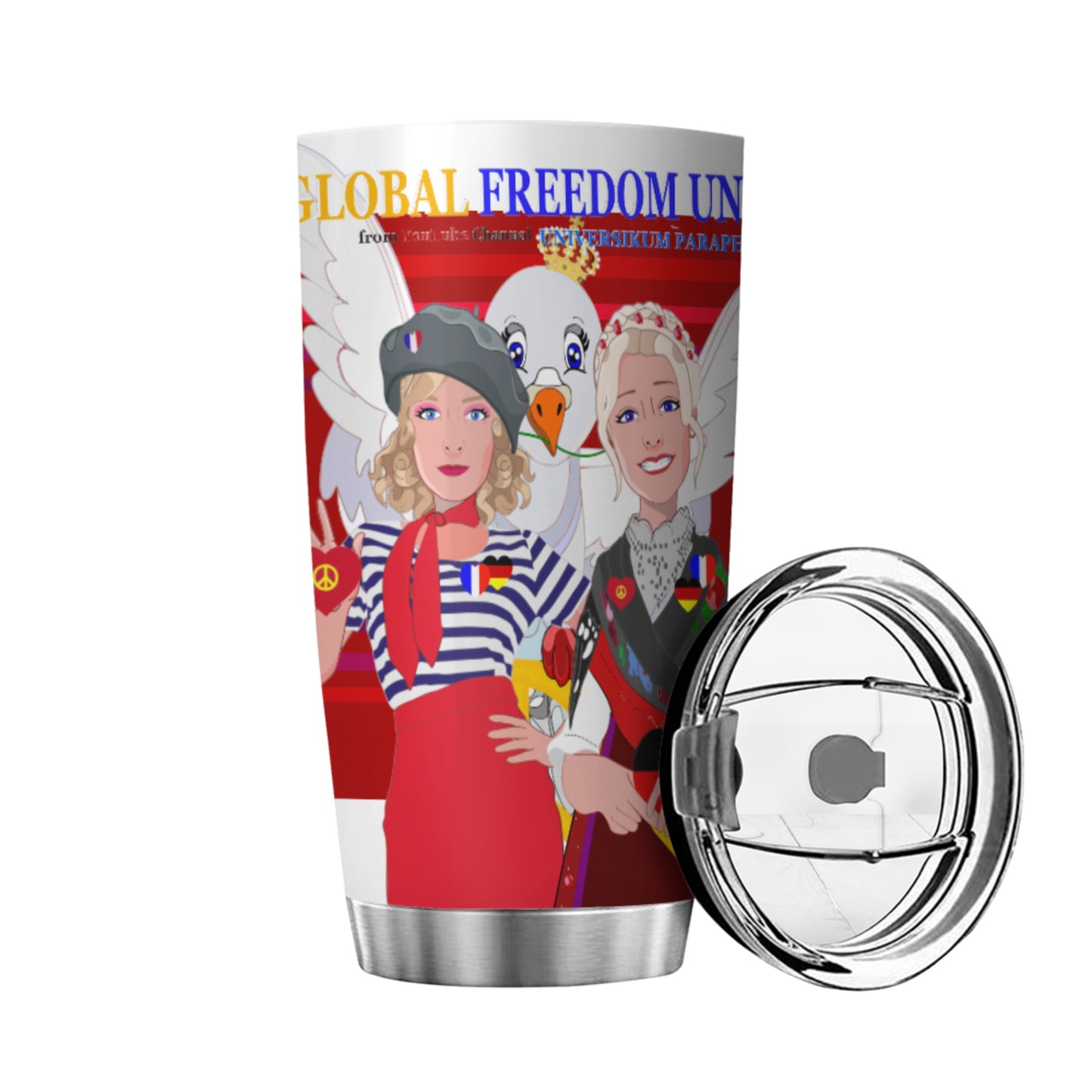 Tumbler Global Freedom United Women French & Germany Old Peace Red