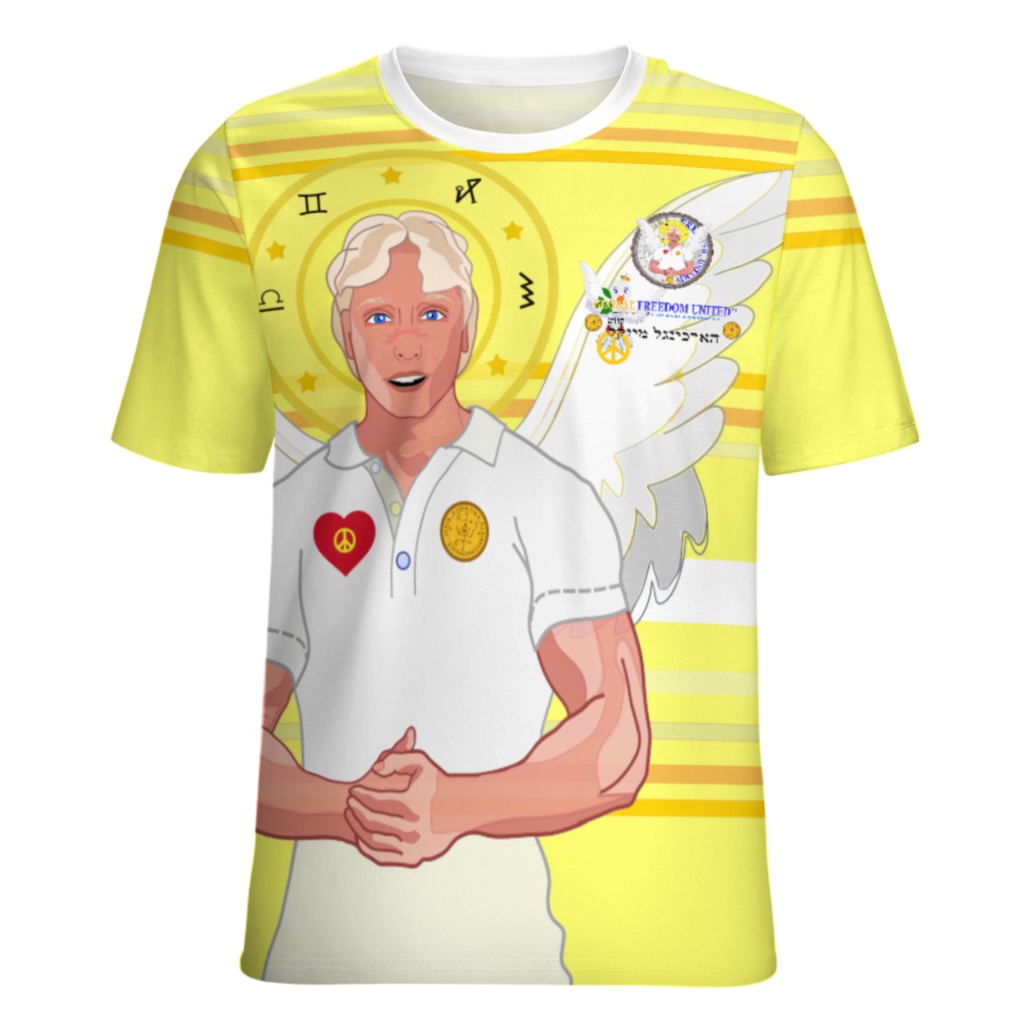 Women´s T-shirt 2 Global Freedom United Archangel Michael Hebrew  Yellow