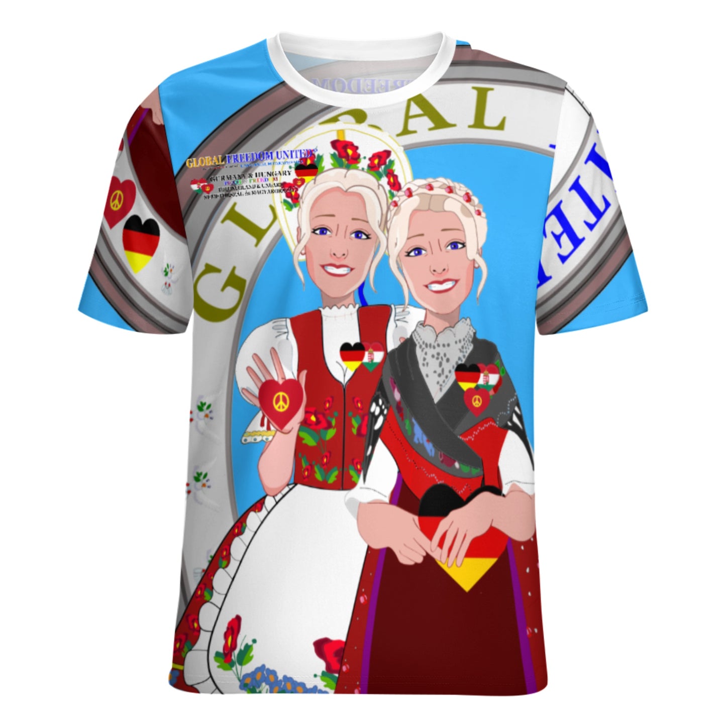 Women´s T-shirt 3 GLOBAL FREEDOM UNITED© Women Germany & Hungary Blue
