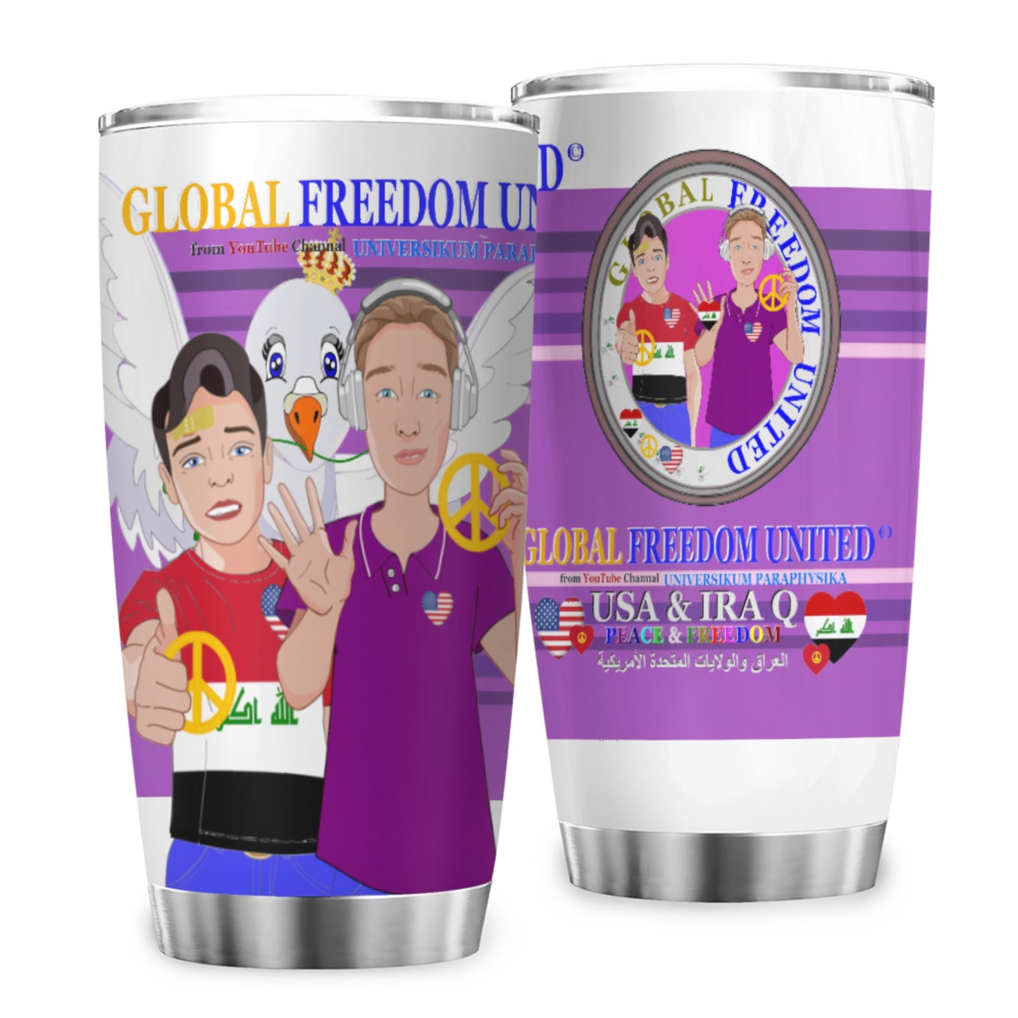 Tumbler GLOBAL FREEDOM UNITED© Men Iraq & USA Lilac