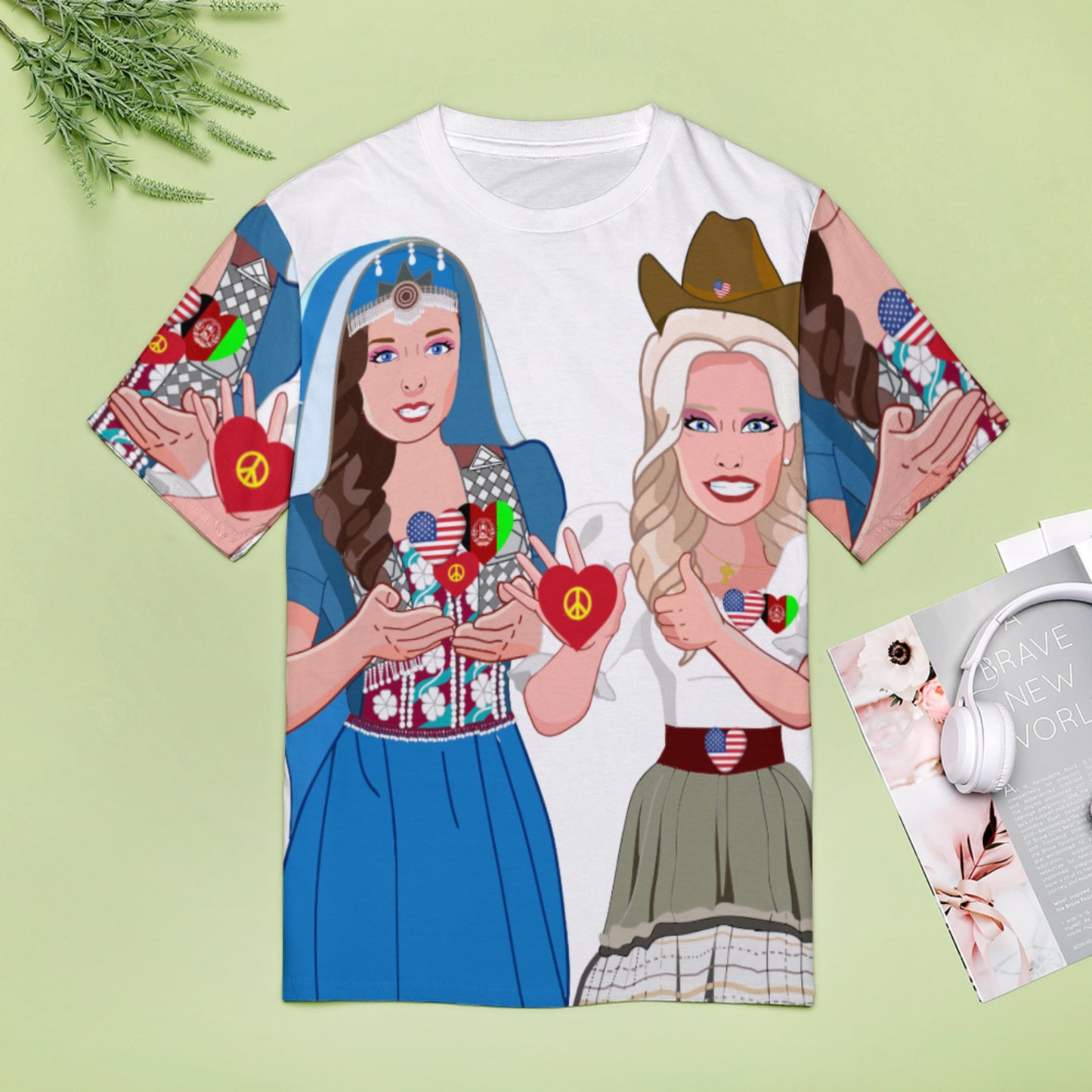 Hoodie GLOBAL FREEDOM UNITED© Women AFGHANISTAN & USA  Big Wight