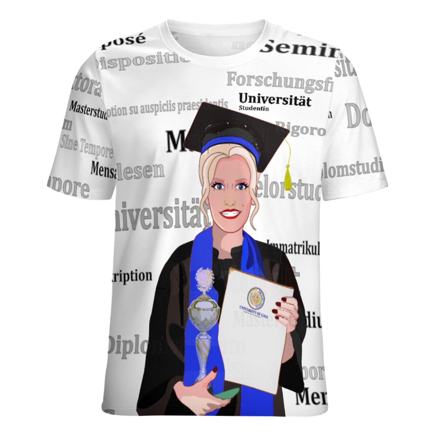 Women´s T-shirt Global Freedom United Student Girl Silver Place Blond Hair 3