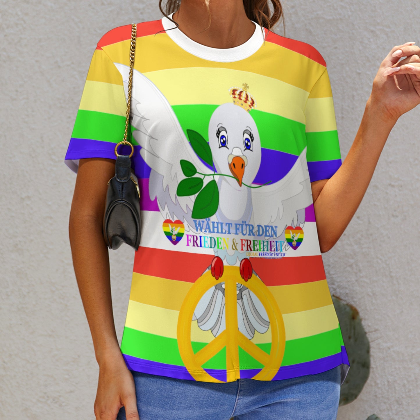 Women´s T-shirt Global Freedom United Dove Of Peace German 1