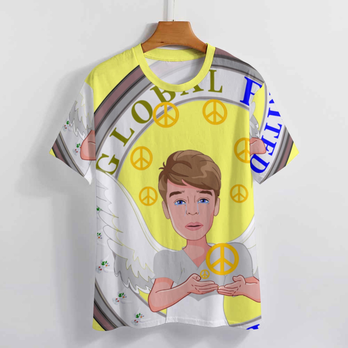 Women´s T-shirt Global Freedom United Boy Peace Of Angel Yellow