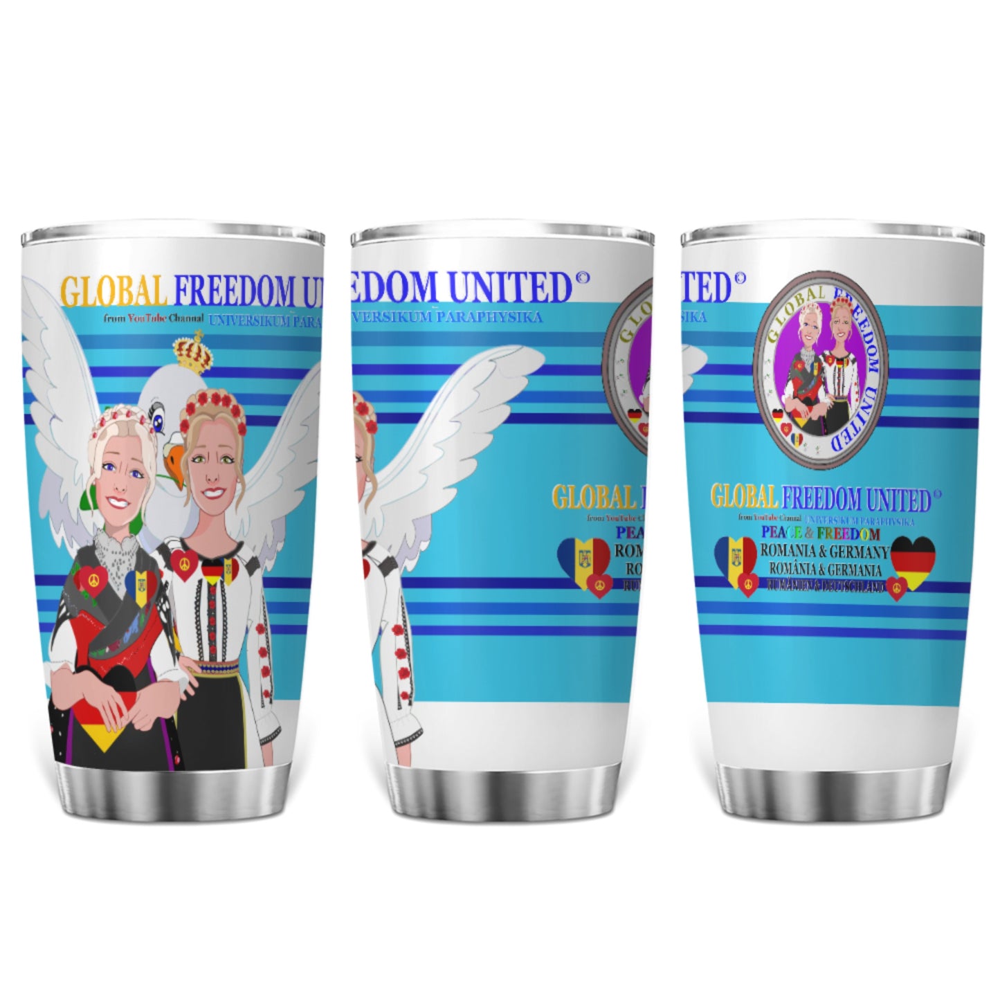 Tumbler Global Freedom United Women Romania & Germany Old Peace Blue