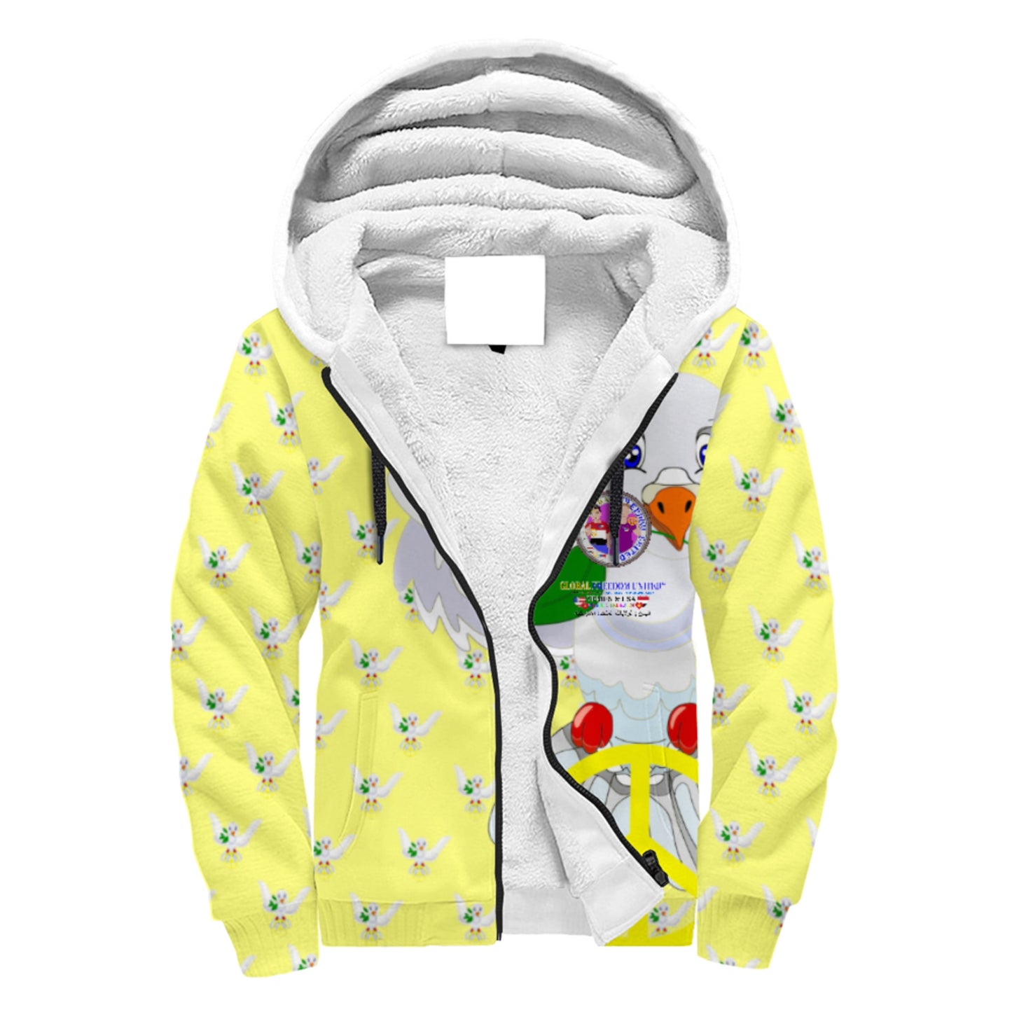 Plush Hoodie GLOBAL FREEDOM UNITED© Men Yemen & USA Yellow