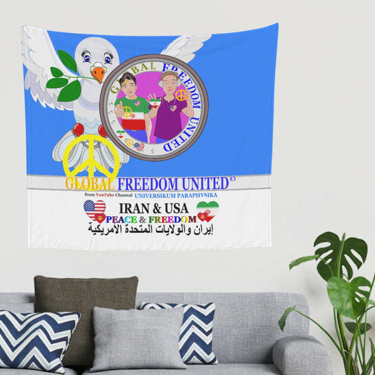 Tapestry Global Freedom United Men Iran & Usa Old Peace Blue