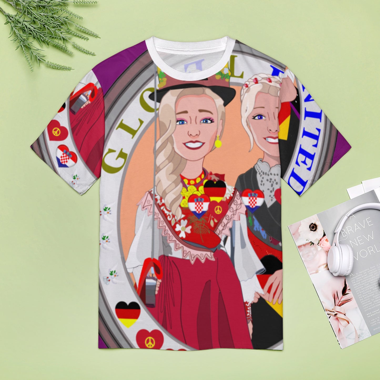 Women´s T-shirt GLOBAL FREEDOM UNITED© Women Croatia & Germany V2 2 Lilac