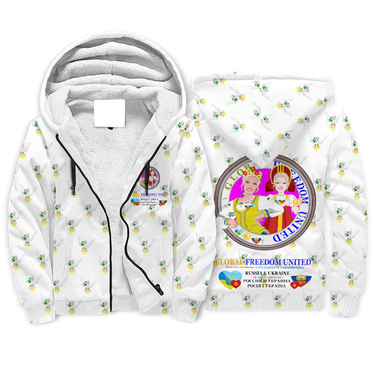 Plush Hoodie GLOBAL FREEDOM UNITED© Women Ukraina & Russia Wight