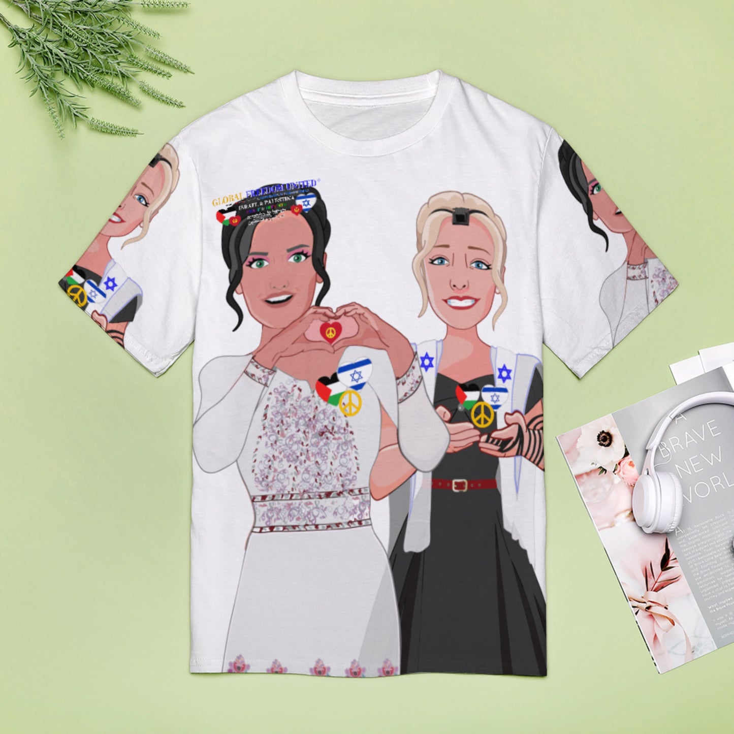Women´s T-shirt 3 GLOBAL FREEDOM UNITED© Women Palestina & Israel BIG