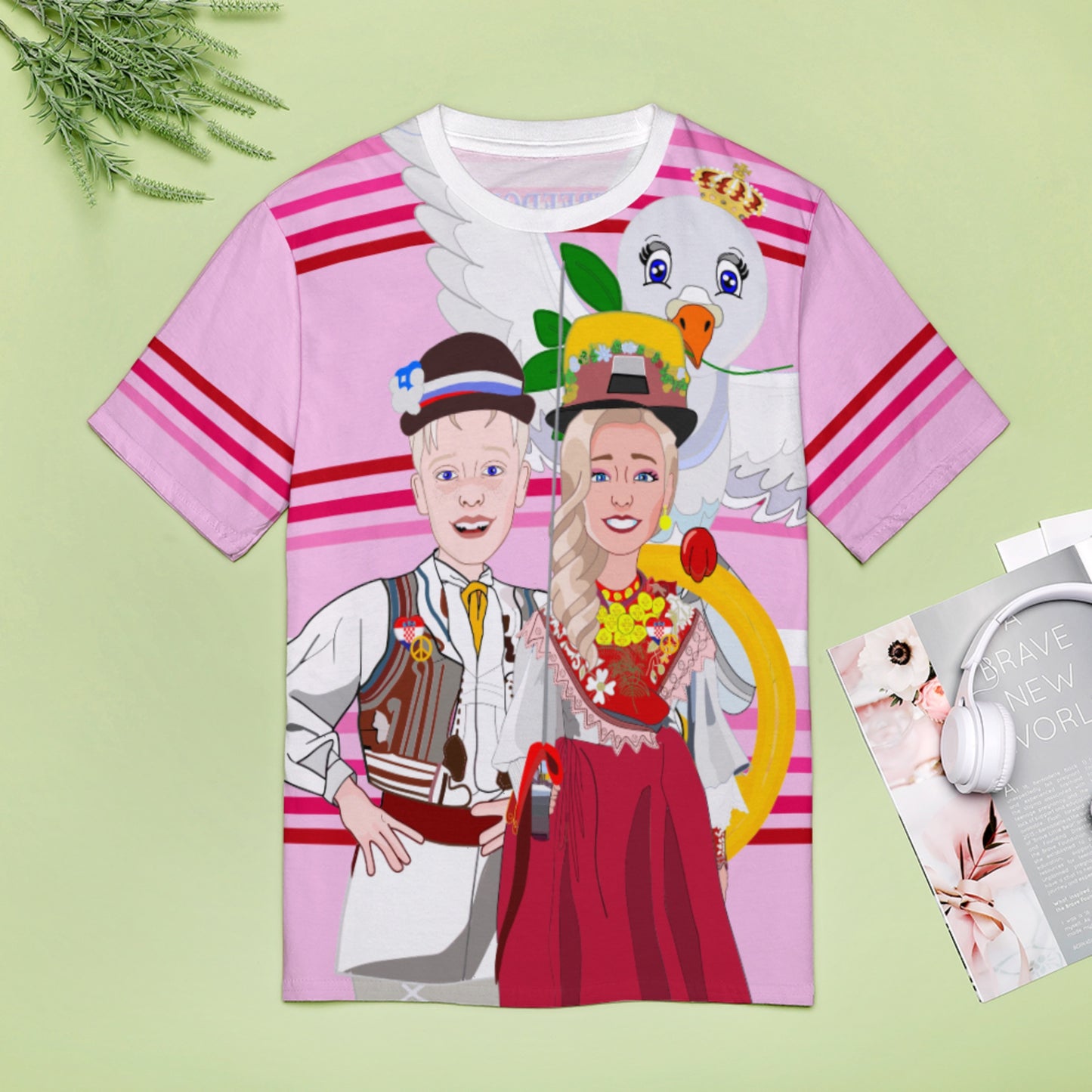 Women´s T-shirt 2 Global Freedom United Couple Edition Croatia  Pink 2