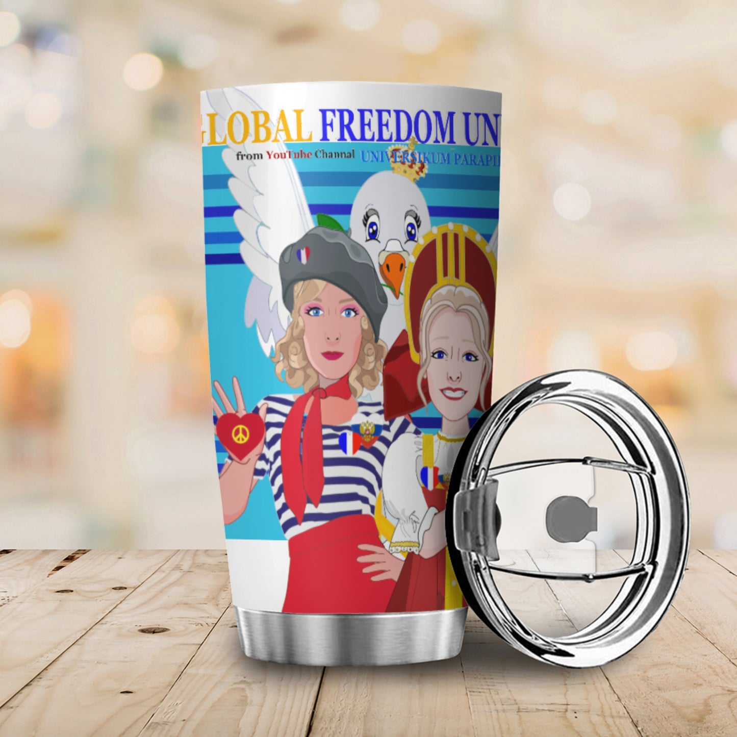 Tumbler Global Freedom United Women French & Russia Old Peace Blue
