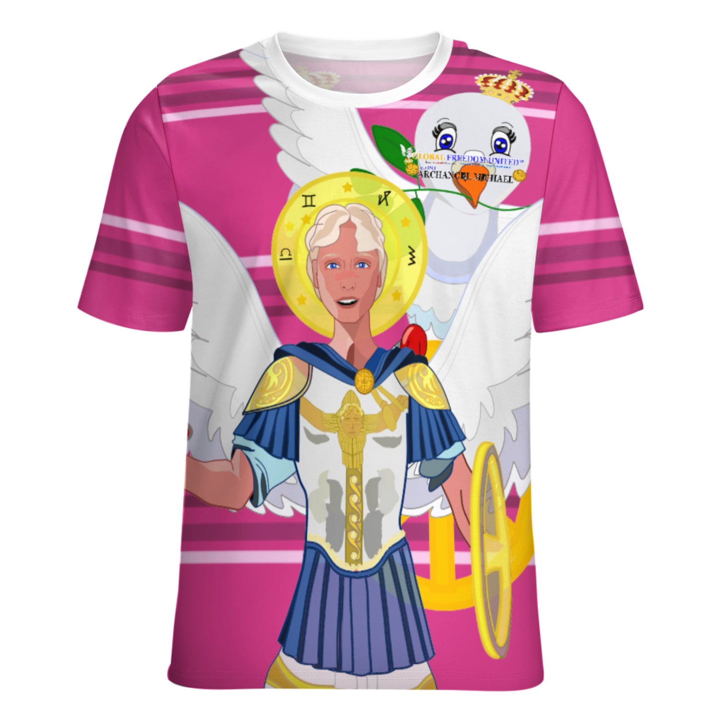 Women´s T-shirt 3 Global Freedom United Archangel Michael English V1 Pink2