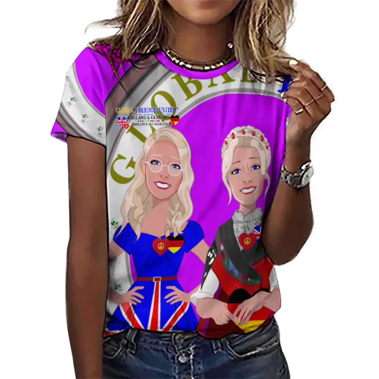 Women´s T-shirt 2 GLOBAL FREEDOM UNITED© Women England & Germany  Lilac