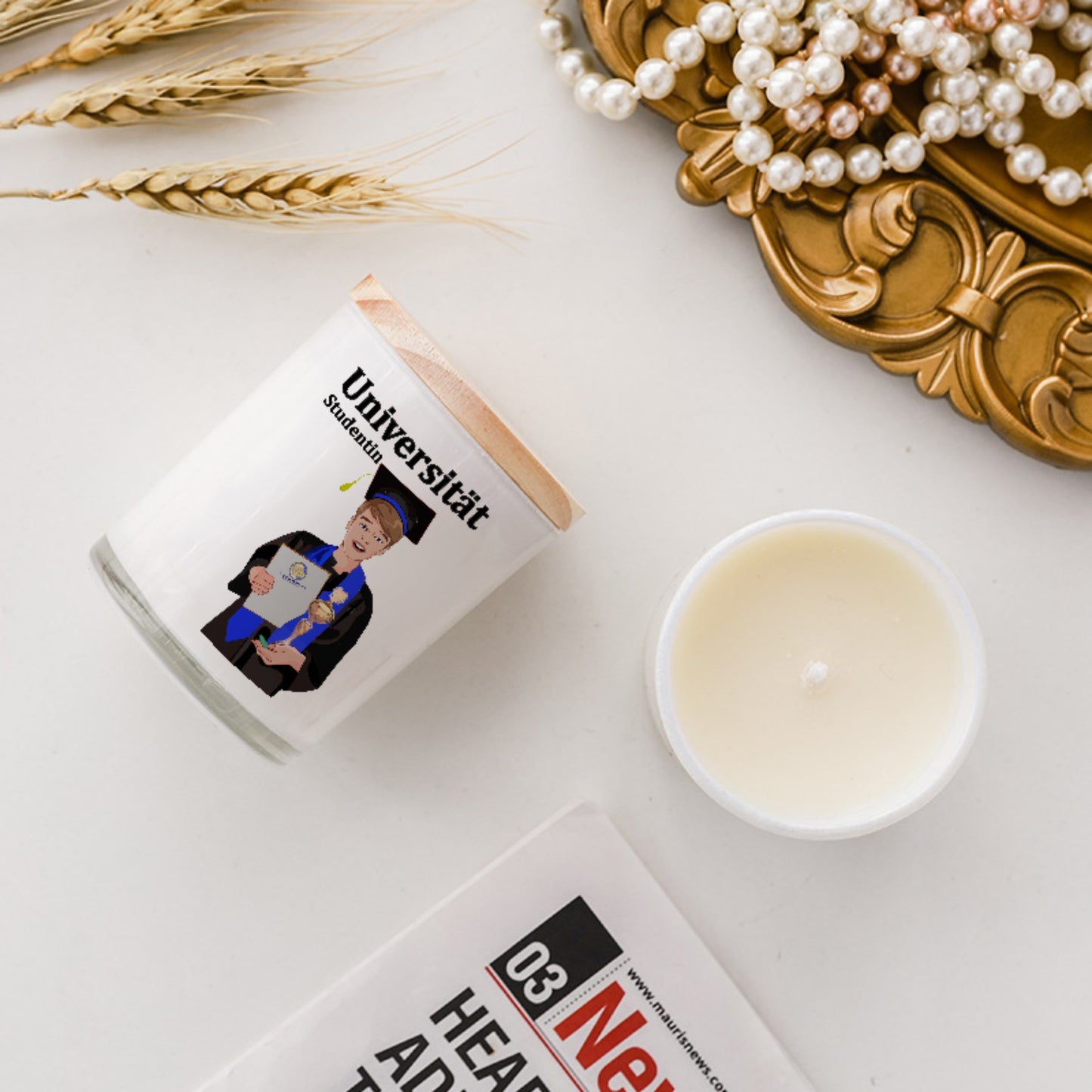 Scented Soy Candle Global Freedom United Student Boy Cooper Place Brown Hair 1