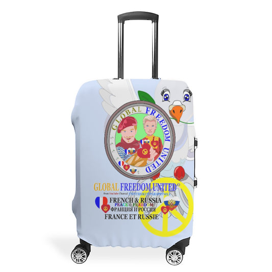 Luggage Cover Global Freedom United Men French & Russia Old Peace  Light Blue