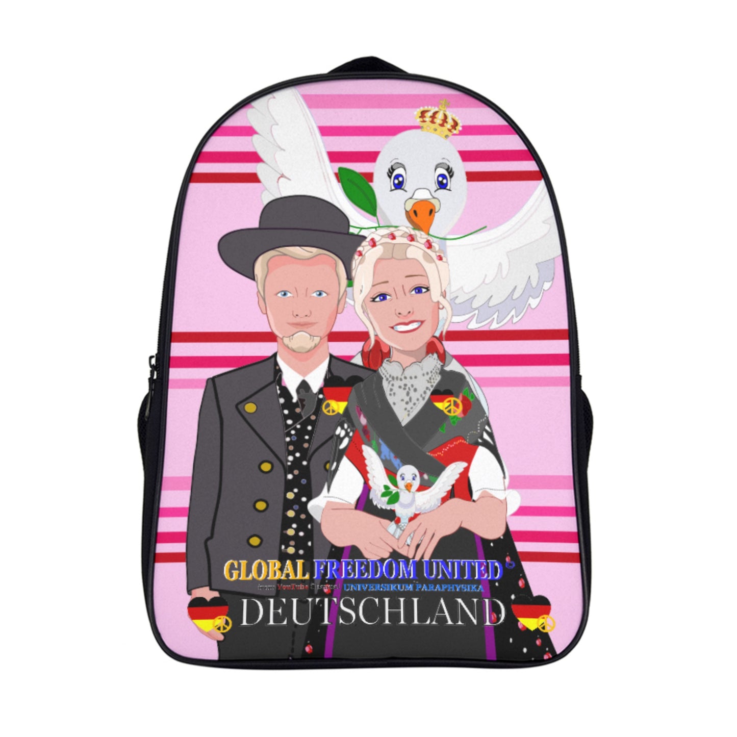 Backpack 16 Inch 2 Compartment Global Freedom United Couple Edition Germany V2 Pink2