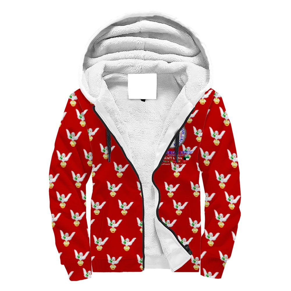 Plush Hoodie GLOBAL FREEDOM UNITED© Women Kuwait & USA Red