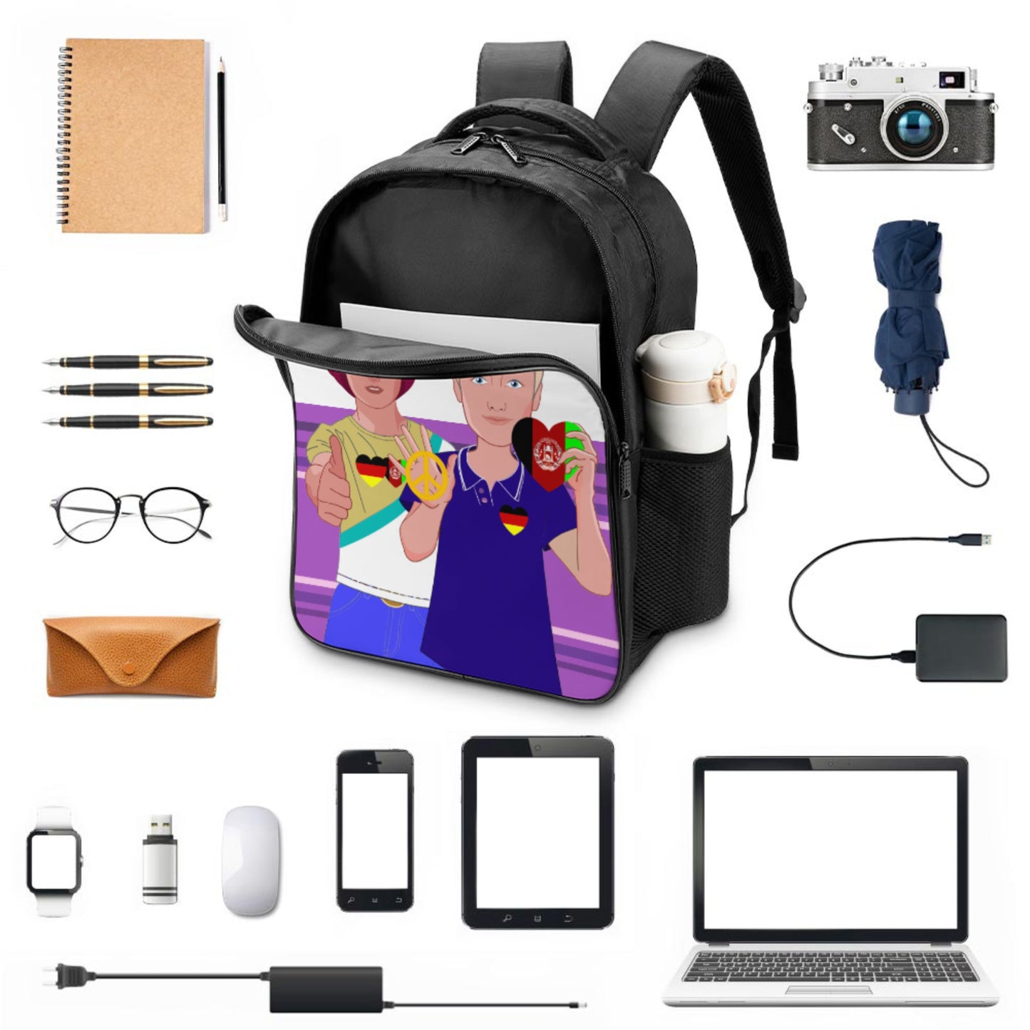 Bag Back GLOBAL FREEDOM UNITED© Men AFGHANISTAN & GERMANY Lilac