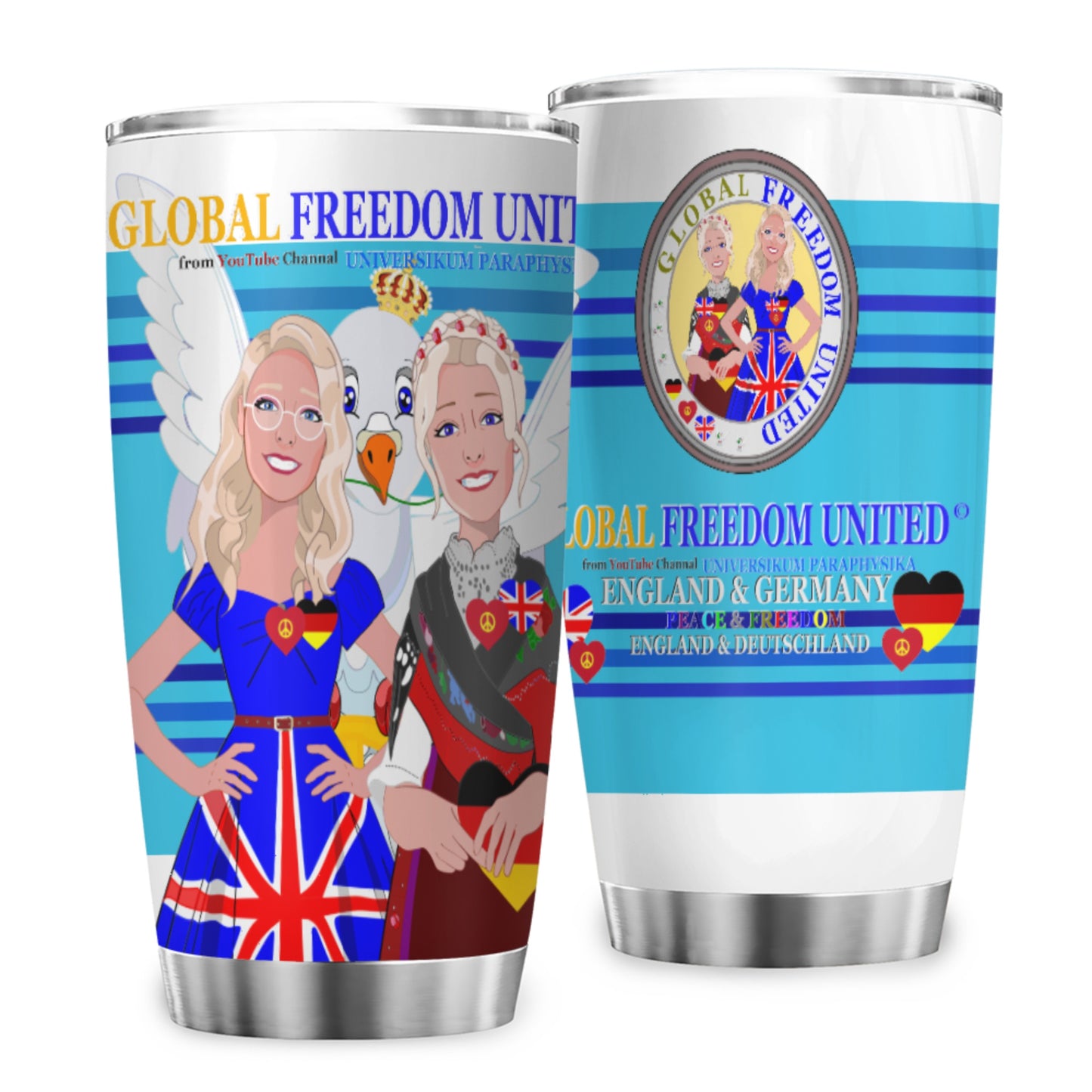 Tumbler Global Freedom United Women England & Germany Old Peace Blue