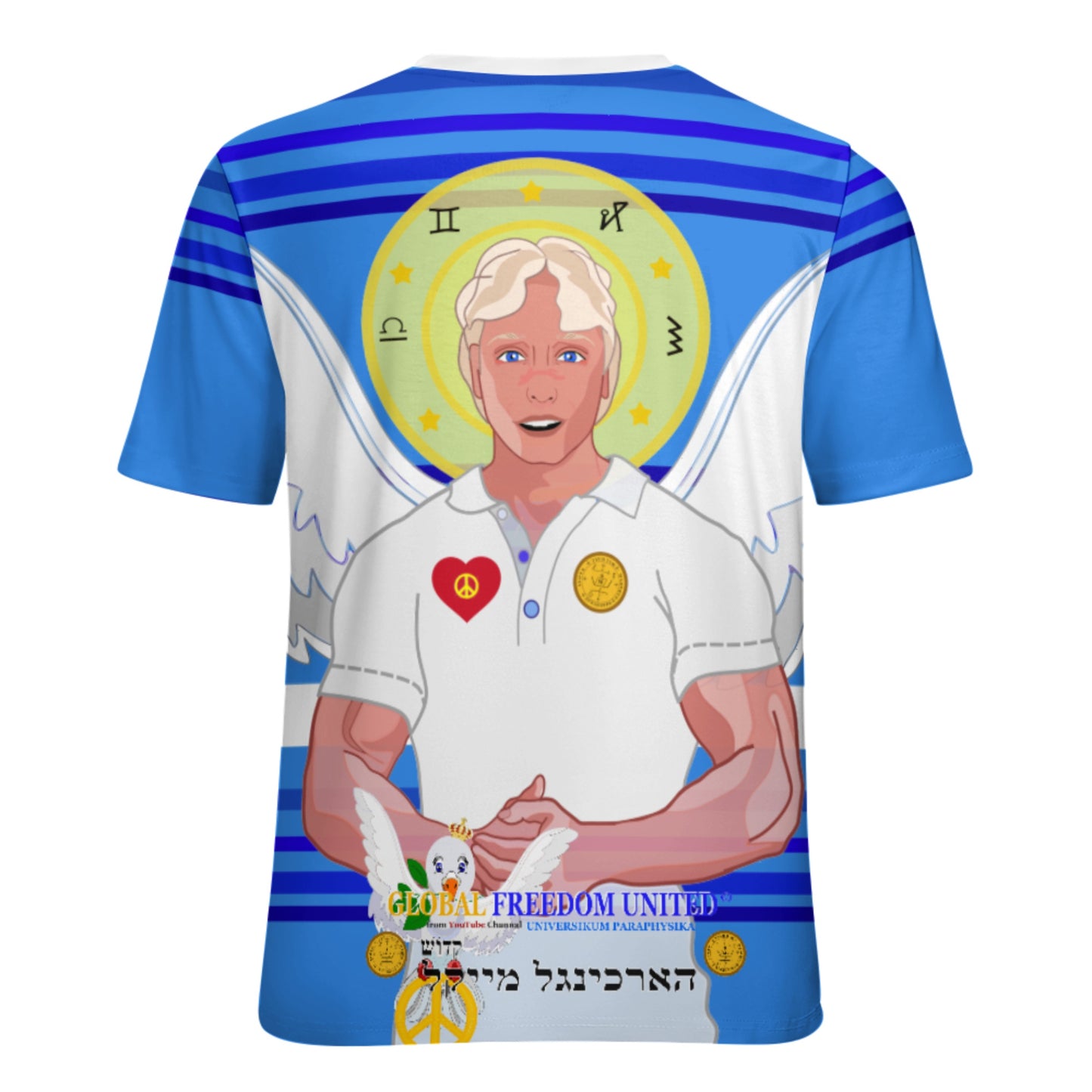 Women´s T-shirt 2 Global Freedom United Archangel Michael Hebrew  Deep Blue