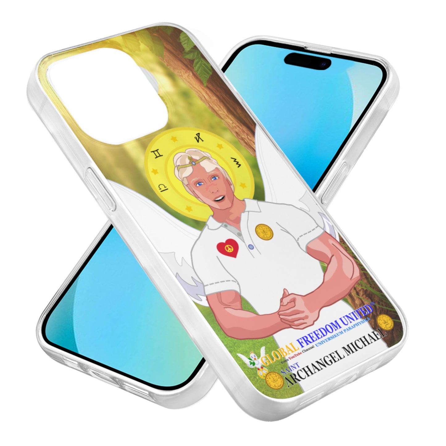 Mobile Phone Plush Hoodie GLOBAL FREEDOM UNITED© Archangel Michael English V3