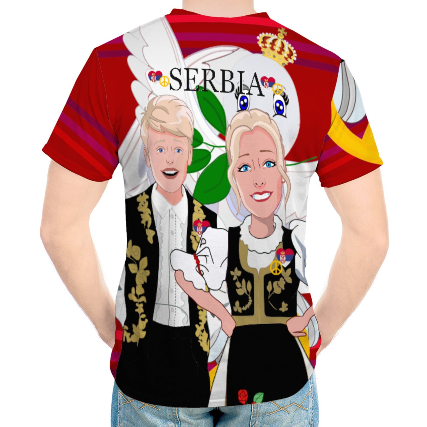 Men´s T-shirt Global Freedom United Couple Edition Serbia Black Red