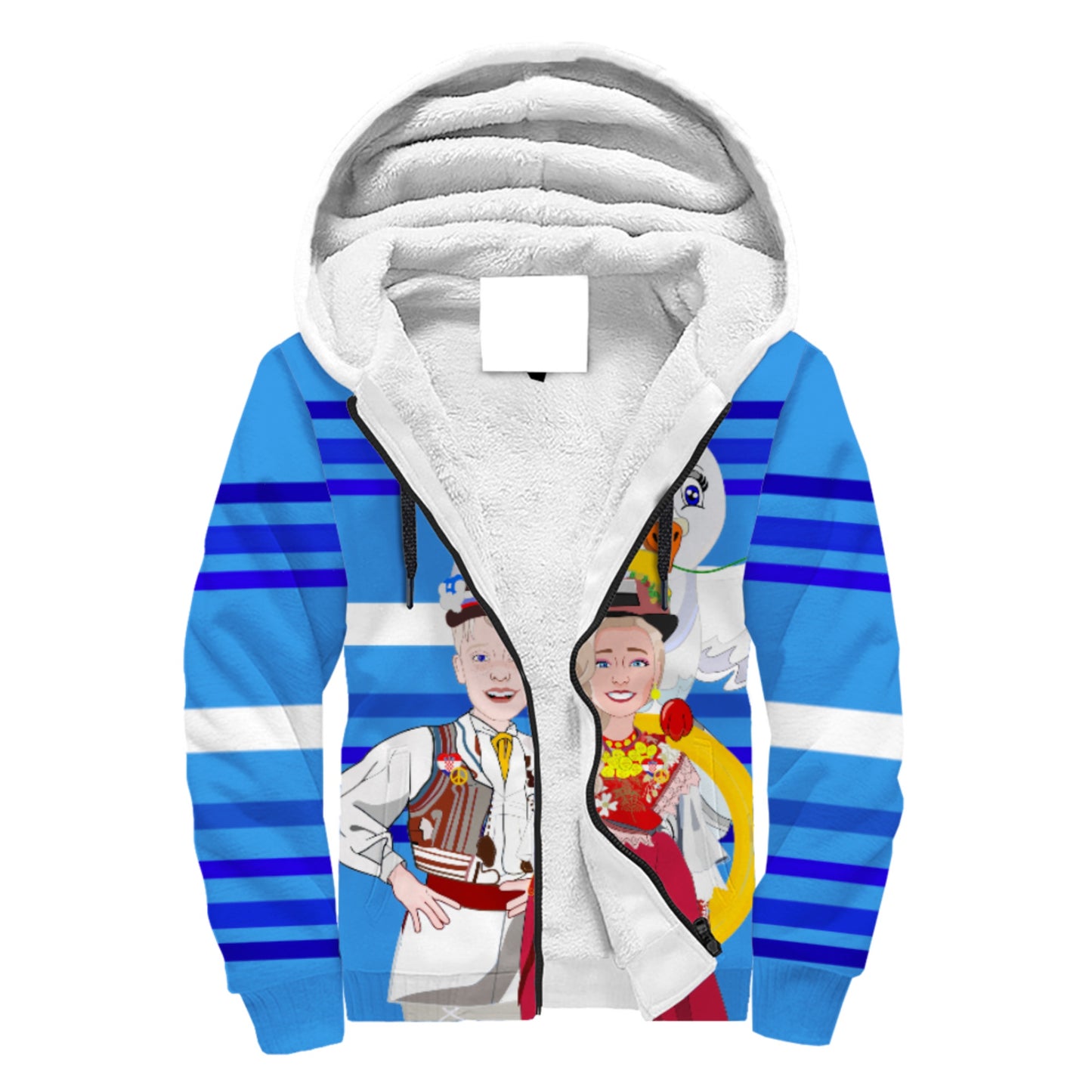 Plush Hoodie Global Freedom United Couple Edition Croatia  Deep Blue